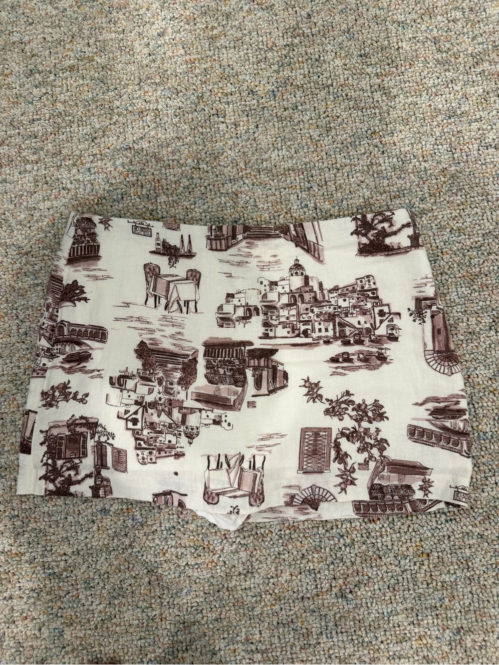 Abercrombie & Fitch Cream Mini Skort with Brown Scenic Print
